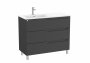 Roca Aleyda Matt Black 1000mm 3 Drawer Vanity Unit & Left Hand Basin with Legs