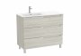 Roca Aleyda White Wood 1000mm 3 Drawer Vanity Unit & Left Hand Basin with Legs