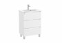 Roca Aleyda Compact Matt White 600mm 3 Drawer Vanity Unit & Basin with Legs