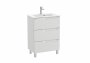 Roca Aleyda Compact Pebble Grey 600mm 3 Drawer Vanity Unit & Basin with Legs