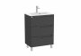 Roca Aleyda Compact Matt Black 600mm 3 Drawer Vanity Unit & Basin with Legs