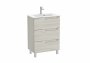 Roca Aleyda Compact White Wood 600mm 3 Drawer Vanity Unit & Basin with Legs