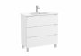 Roca Aleyda Compact Matt White 800mm 3 Drawer Vanity Unit & Basin with Legs