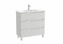 Roca Aleyda Compact Pebble Grey 800mm 3 Drawer Vanity Unit & Basin with Legs