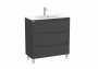 Roca Aleyda Compact Matt Black 800mm 3 Drawer Vanity Unit & Basin with Legs