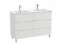 Roca Aleyda Pebble Grey 1200mm 3 Drawer Vanity Unit & Basin with Legs