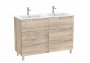 Roca Aleyda Beige Wood 1200mm 3 Drawer Vanity Unit & Basin with Legs