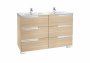 Roca Victoria-N Textured Oak 1200mm Double Basin & Unit with 6 Drawers