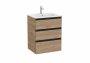 Roca The Gap Walnut 600mm 3 Drawer Vanity Unit with Basin