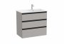 Roca The Gap Matt Grey 800mm 3 Drawer Vanity Unit with Right Hand Basin