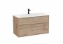 Roca Optica 1000mm Walnut Vanity Unit with 2 Drawers & Stonex Basin