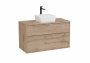 Roca Optica 1000mm Walnut Vanity Unit with 2 Drawers & Matching Countertop