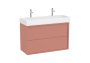 Roca Tura 1000mm Vanity Unit with Two Drawers and 2 Tap Hole Basin - Light Terracota