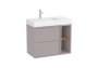 Roca Tura 800mm Vanity Unit with Two Drawers, Side Shelf and Left Hand Basin - Light Noble Grey