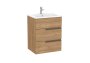 Roca Victoria-N 600mm Vanity Unit with Three Drawers & Basin - Walnut