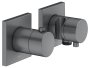 Keuco Edition 11 Thermostatic Mixer Set 2-Way with Wall Outlet for Shower Hose & Holder - Brushed Black / Chrome