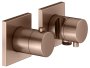 Keuco Edition 11 Thermostatic Mixer Set 2-Way with Wall Outlet for Shower Hose & Holder - Brushed Red Gold