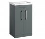 Essential Montana 500mm 2 Door Floor Standing Unit with Basin, Forest Green