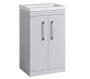 Essential Montana 600mm 2 Door Floor Standing Unit with Basin, Light Grey