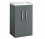 Essential Montana 600mm 2 Door Floor Standing Unit with Basin, Forest Green