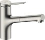 Hansgrohe Zesis M33 Single Lever Kitchen Mixer 150, Metal Pull-Out Spray, 2jet - Stainless Steel Finish