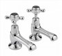 Bayswater Black & Chrome Crosshead Basin Taps with Dome Collar