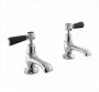 Bayswater Black & Chrome Lever Basin Taps with Hex Collar