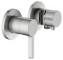 Keuco Edition 400 Single Lever Mixer Set Up 2-Way With Wall Outlet for Shower Hose & Holder - Stainless Steel