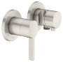 Keuco Edition 400 Single Lever Mixer Set Up 2-Way With Wall Outlet for Shower Hose & Holder - Brushed Nickel