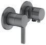 Keuco Edition 400 Single Lever Mixer Set Up 2-Way With Wall Outlet for Shower Hose & Shower Holder - Brushed Black / Chrome