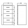 Essential Alaska 350 x 766 x 300mm 4 Drawer Unit