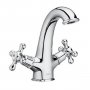 Roca Carmen Twin-Lever Basin Mixer Tap with Press Down Waste
