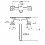 Roca Carmen Twin Lever Wall Mounted Basin Mixer Tap