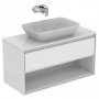 Ideal Standard Connect Air 1000mm Vanity Unit with Open Shelf (Gloss Grey with Matt White Interior)