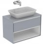 Ideal Standard Connect Air 800mm Vanity Unit with 1 Drawer and Open Shelf (Gloss Grey with Matt White Interior)