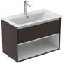 Ideal Standard Connect Air 800mm Vanity Unit with 1 Drawer and Open Shelf (Matt Dark Brown with Matt White Interior)