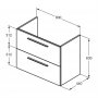 Ideal Standard i.life A Wall Hung 80cm 2 Drawer Matt Greige Vanity Unit