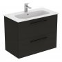 Ideal Standard i.life A Wall Hung 80cm 2 Drawer Matt Carbon Grey Vanity Unit