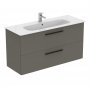 Ideal Standard i.life A Wall Hung 120cm 2 Drawer Matt Quartz Grey Vanity Unit