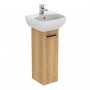 Ideal Standard i.life A 23cm Pedestal Natural Oak Washbasin Unit