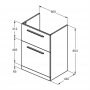 Ideal Standard i.life A Floorstanding 60cm 2 Drawer Matt Sandy Beige Vanity Unit