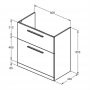 Ideal Standard i.life A Floorstanding 80cm 2 Drawer Matt Carbon Grey Vanity Unit
