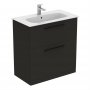 Ideal Standard i.life A Floorstanding 80cm 2 Drawer Matt Carbon Grey Vanity Unit