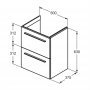 Ideal Standard i.life S Compact Wall Hung 50cm 2 Drawer Matt Carbon Grey Vanity Unit