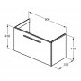 Ideal Standard i.life S Compact Wall Hung 80cm 1 Drawer Matt Carbon Grey Vanity Unit