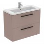 Ideal Standard i.life S Compact Wall Hung 80cm 2 Drawer Matt Greige Vanity Unit