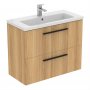 Ideal Standard i.life S Compact Wall Hung 80cm 2 Drawer Natural Oak Vanity Unit