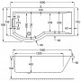 Carron Celsius Left Hand 1700 x 750/900mm Shower Bath includes Overflow Filler & Clicker Waste