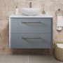 Britton Camberwell 600mm Wall Hung Dusty Blue Unit with Carrara Marble Worktop