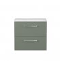 Britton Camberwell 600mm Wall Hung Earthy Green Unit with Carrara Marble Worktop